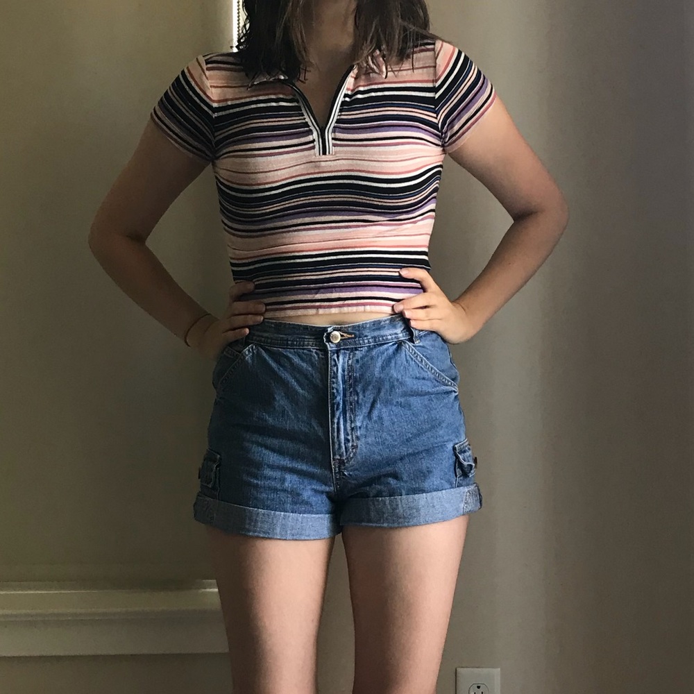 BDG Quarter Zip Crop Top